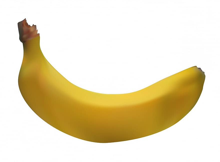 Banane, Obst, Lebensmittel, Gelb, isoliert, Weiß, Hintergrund