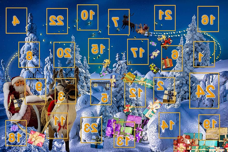 adventskalender, advent, gaver, overraskelse, nicholas, dør, jul, dekorasjon, julenissen, betale, emballasje
