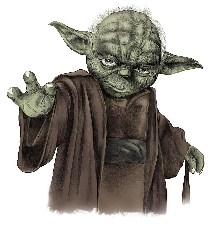 Yoda, мастер, учитель, нарисованный от руки