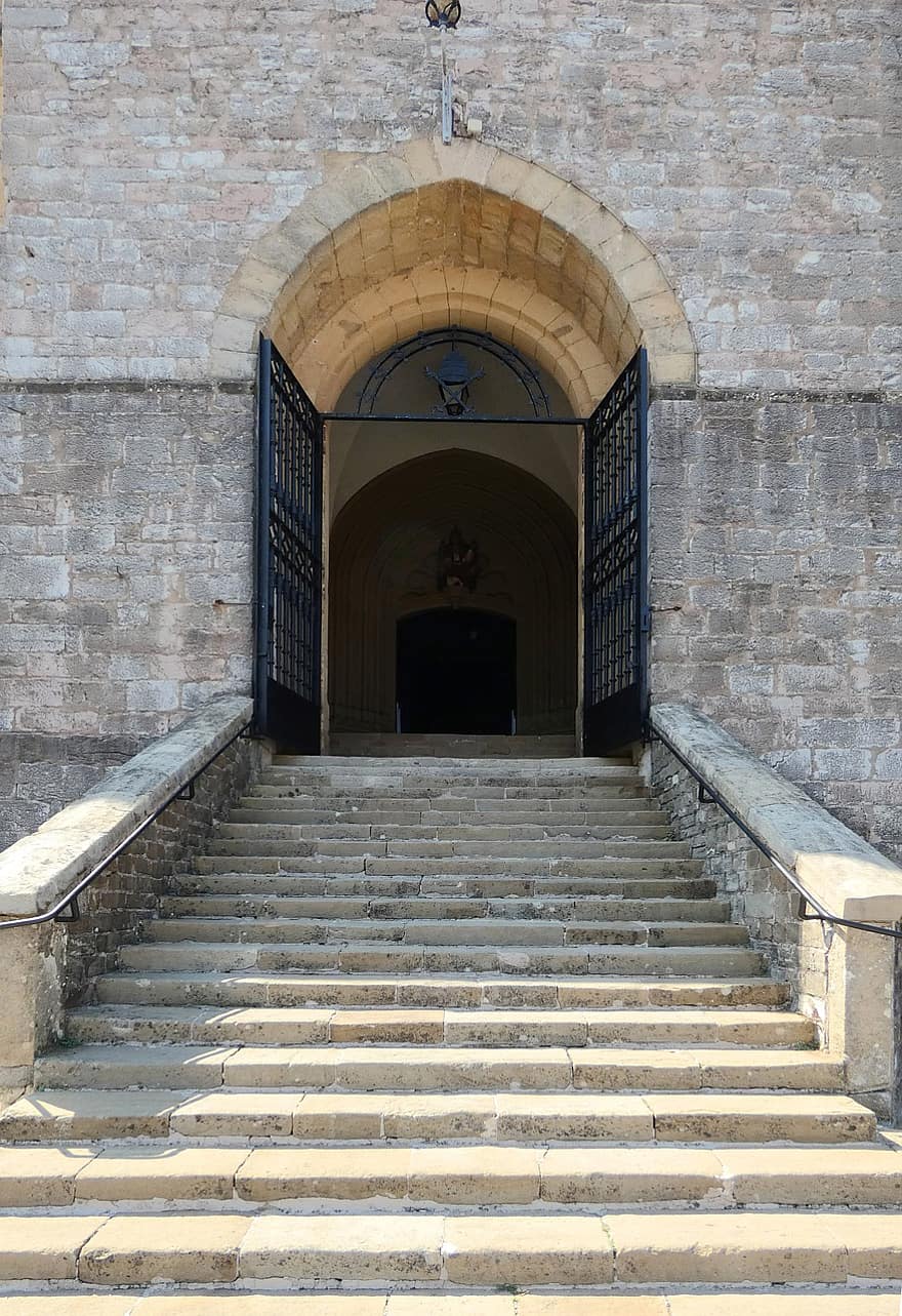 kirke, gotisk, indgang, dør, trappe, religion, monument, arkitektur, gammel, historisk, basque land
