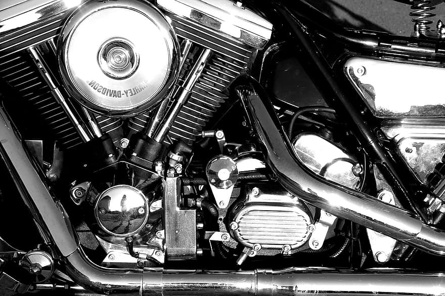 Harley, davidson, motocicleta, Harley Davidson, cromo, máquina, motor, moto, brillante, lujo, vehículo