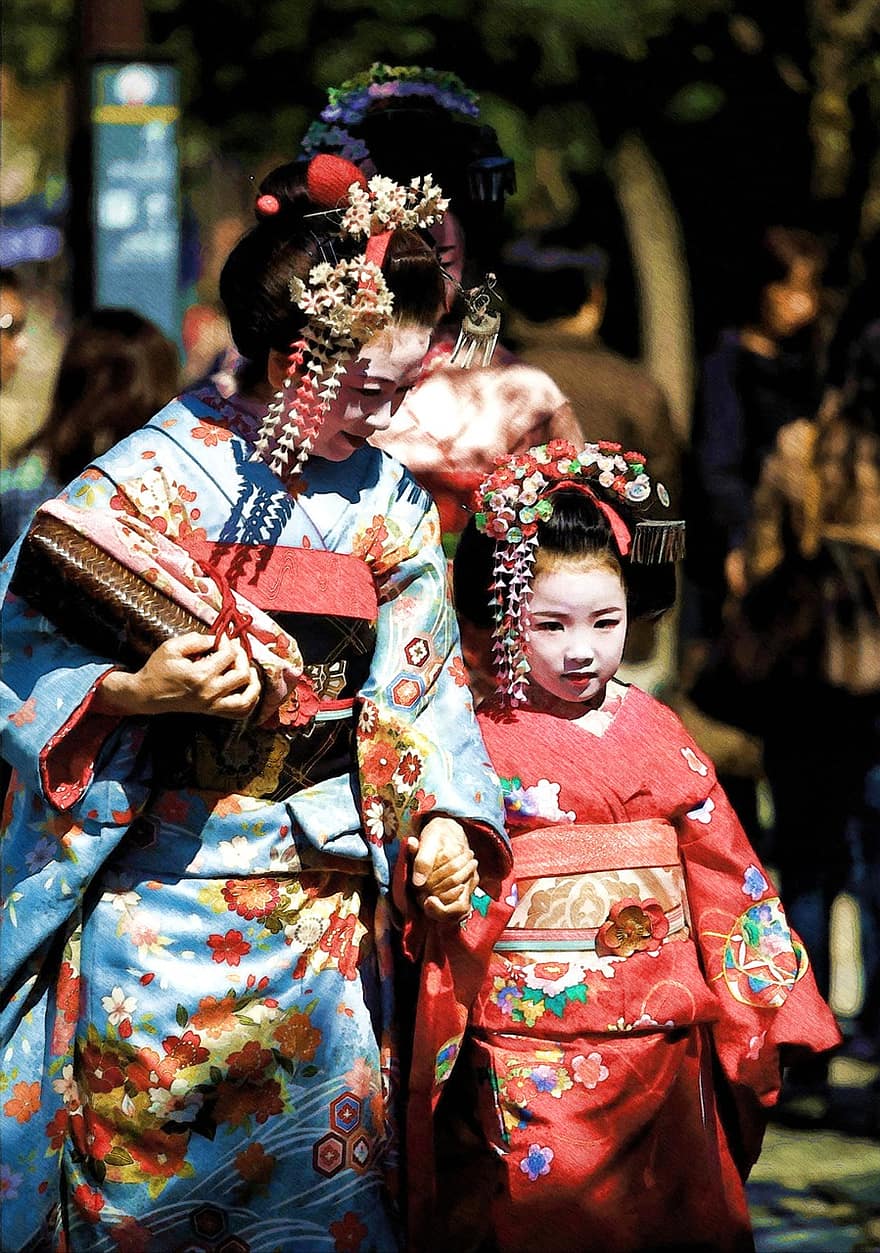 geiša, tradicinis, drabužiai, Moteris, kimono, kelionė, turizmą, patrauklumas, paprotys, kultūros, kyoto