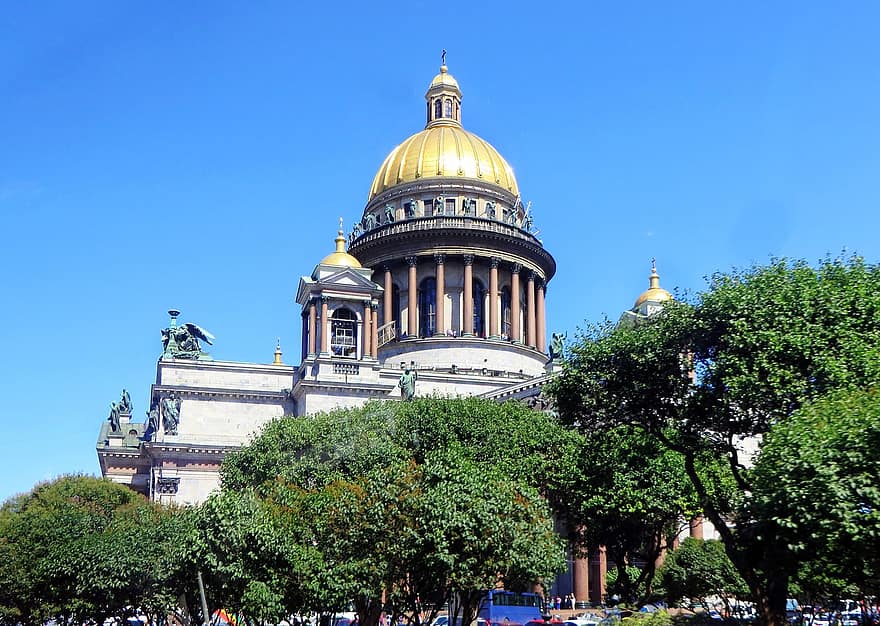 Rusko, Petrohrad, katedrála, saint isaac, kupole, doré, sloupců, architektura