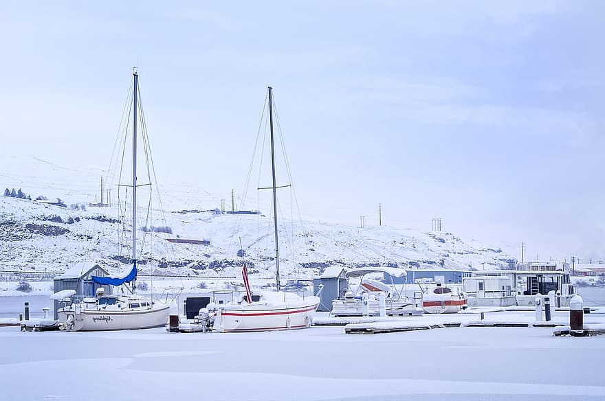 barcă cu pânze, gheaţă, iarnă, zăpadă, marina, peisaj, rece, îngheţat, de iarnă, barca de andocare