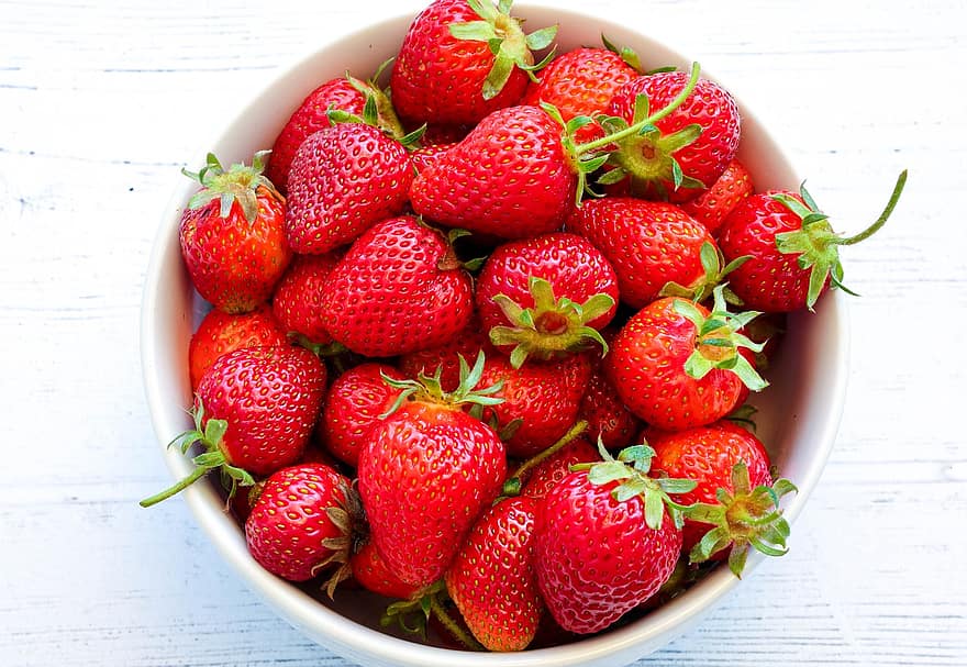 jordbær, frugter, bær, modne jordbær, modne frugter, ovenfra, friskhed, frugt, mad, tæt på, bærfrugt