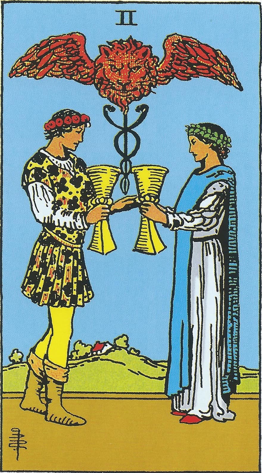 Two Of Cups, Tarot, Card, Minor Arcana, Rider-waite, Cups, Tarot Card, Divination, Spirituality