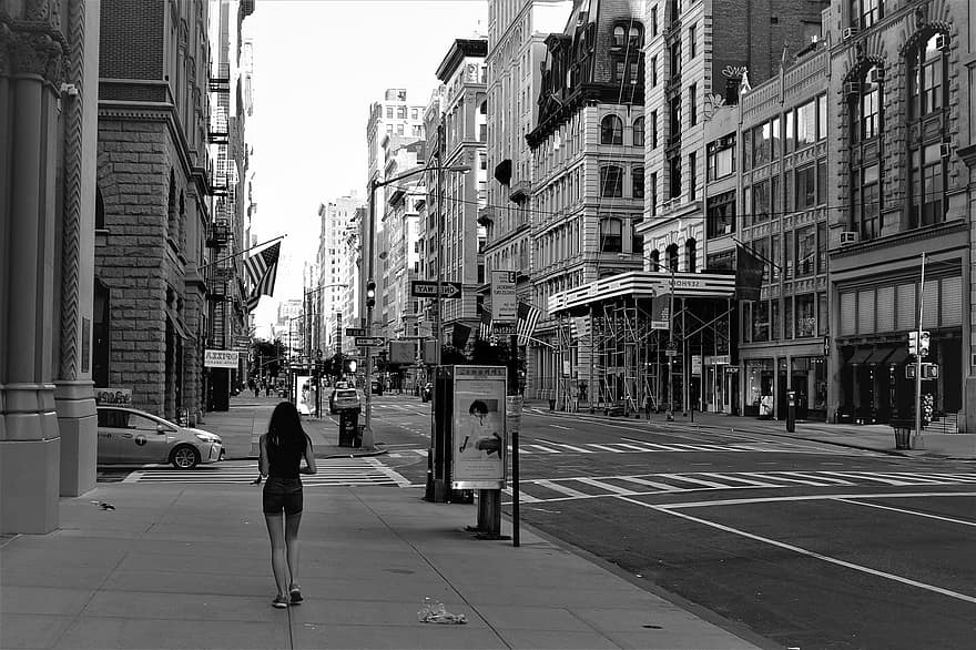 New York, ville, Amérique, Manhattan, rue, monochrome, Etats-Unis