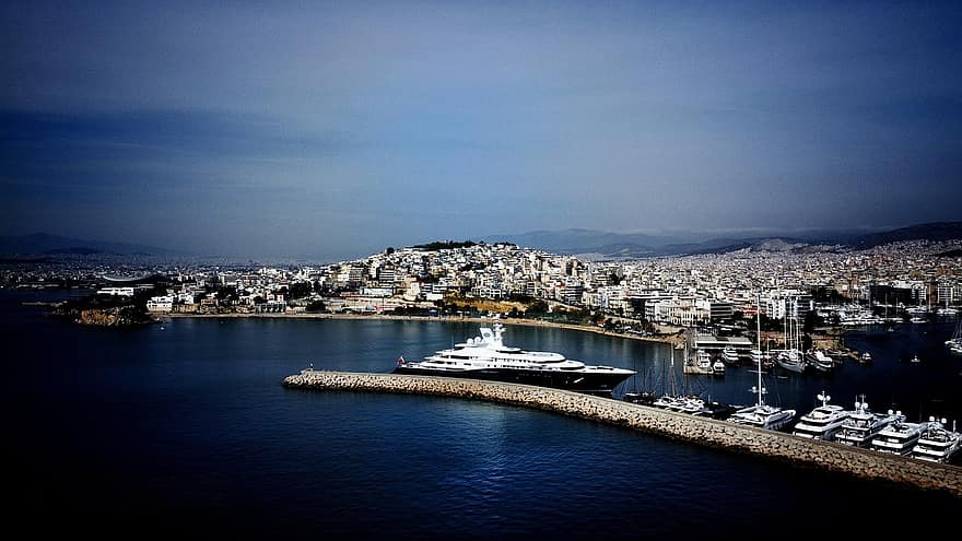 utazás, idegenforgalom, jacht, hajó, Görögország, Piraeus, tenger