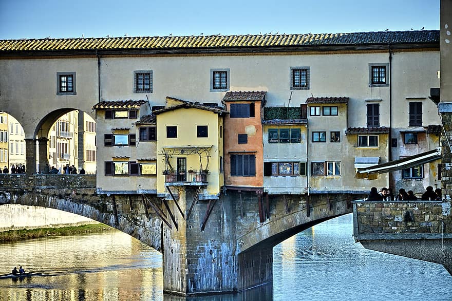 フィレンツェ、ブリッジ、建築、シティ、イタリア、ヨーロッパ