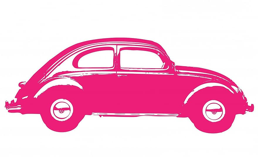 bil, årgång, rosa, volkswagen, skalbagge, Volkswagen beetle, konst
