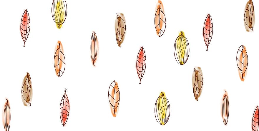 葉、秋、落ち葉、葉の模様、葉の描画、デジタルアート