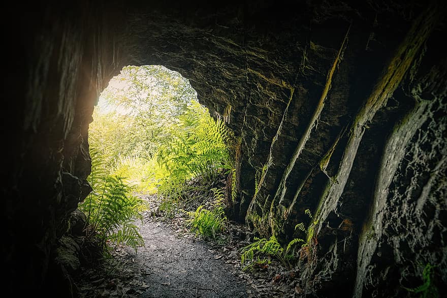 洞窟、トンネル、光、石、通路、地質学、秘密の