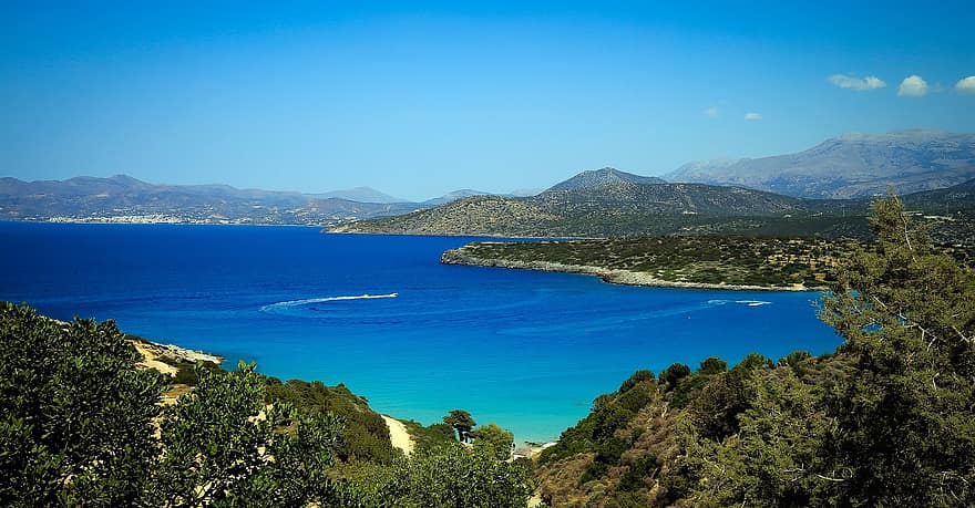 Κρήτη, θάλασσα, Ελλάδα, ουρανός, νησί, εναέρια θέα, τοπίο, φύση