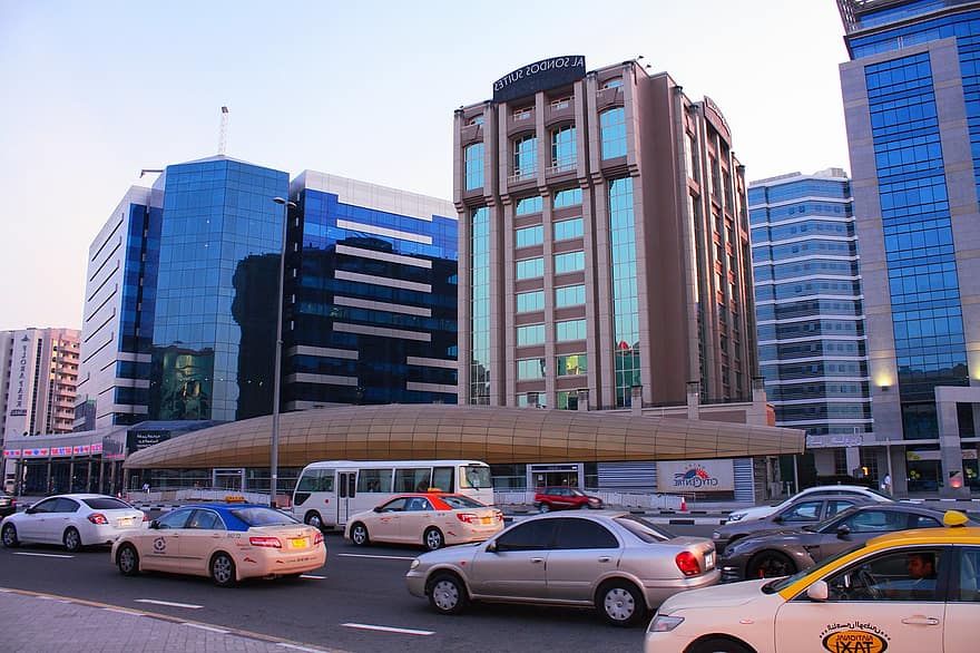 Cars, Buildings, Traffic, Road, Street, City, Urban, Architecture, Automobiles, Dubai, building exterior