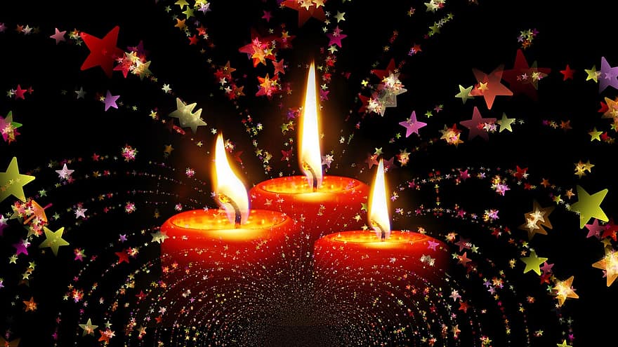svíčky, Vánoce, příchod, světlo, hořet, zářící, adventní věnec, oheň, Červené, romantický, dekorace