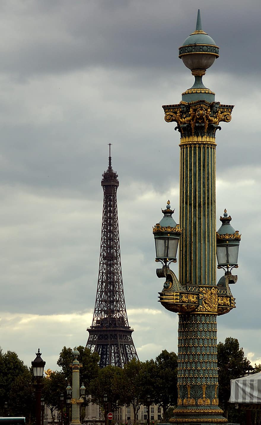reise, turisme, paris, Eiffeltårnet, kolonner, torget