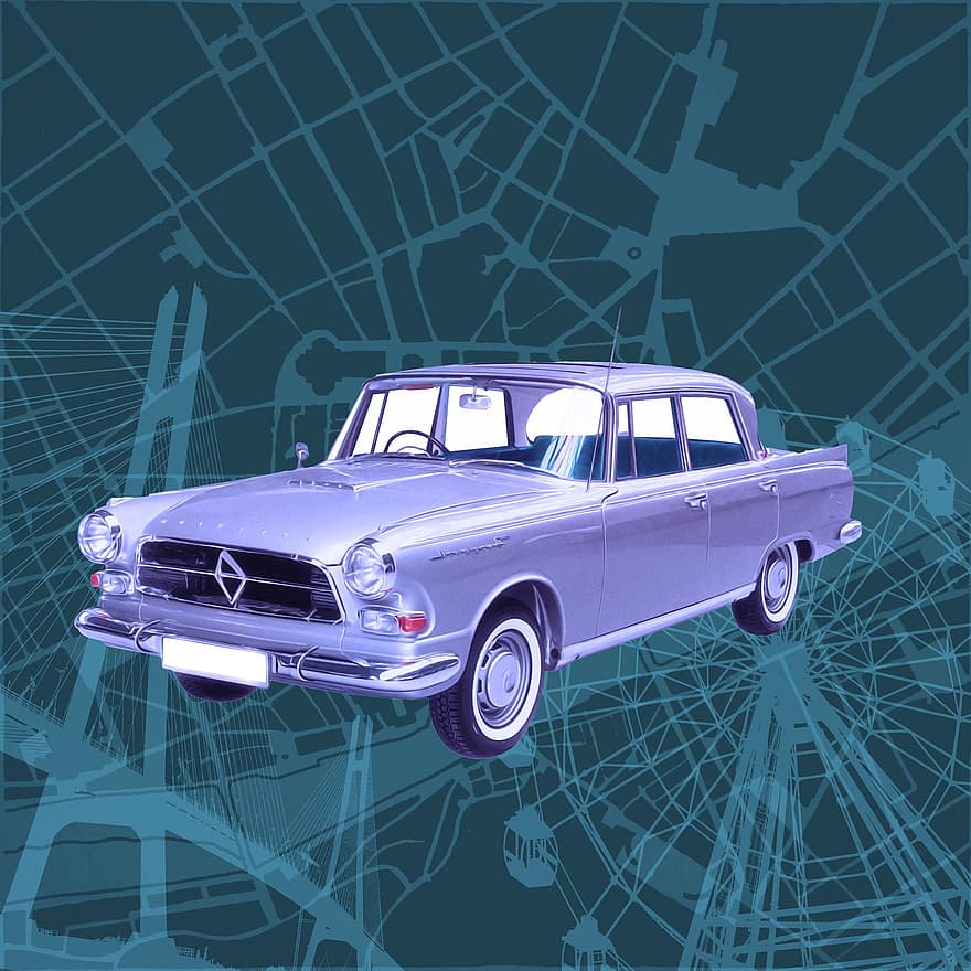 Antique Car, Automobile, Vehicle, Retro Poster, Vintage Poster, Background, Vintage