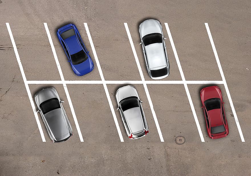 parkeringsplats, bilar, Lediga tomter, fordon, transport, bil, bil-, asfalt, rymden, rader, landfordon