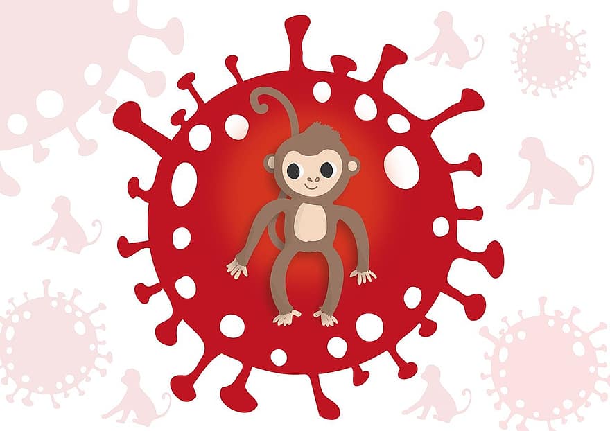 Маймунска шарка, едра шарка, Вирус на маймунска шарка, вирус, инфекция, болест, патоген, епидемия, пандемия, карикатура