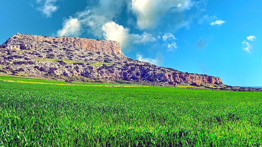 paisaje, campo, rock, cielo, nubes, naturaleza, cavo greko, Chipre