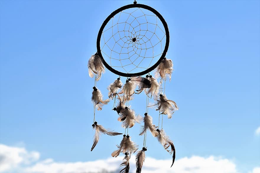 atrapasueños, cultura nativa americana, plumas, Art º, pluma, volador, atractivo, azul, de cerca, decoración, culturas