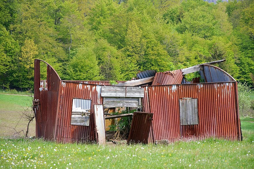 hus, kabine, rusted, Sauerland, disintegration, gammel, ark, korrosion