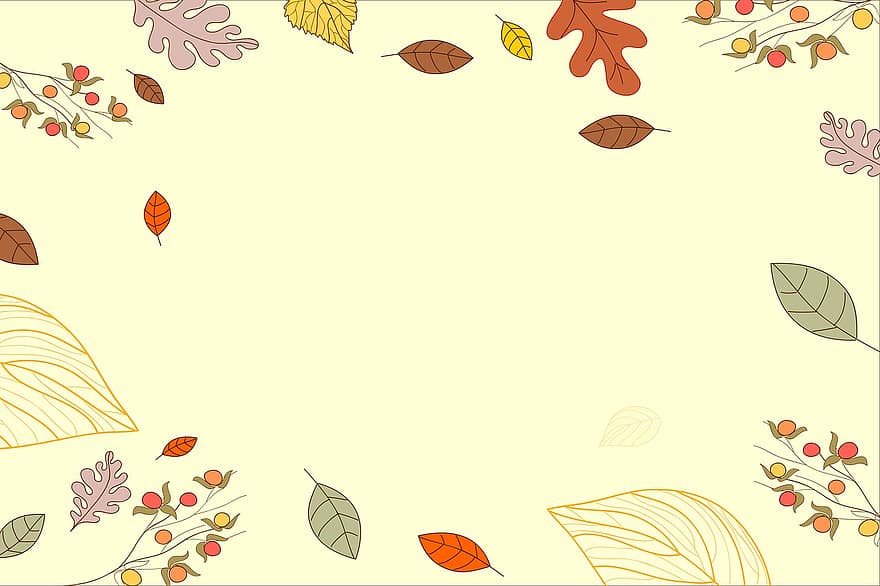 Autumn, Border, Frame, Background, Template, Invitation, Flowers, Autumn Leaves, Autumn Foliage, Autumn Colors, Plants