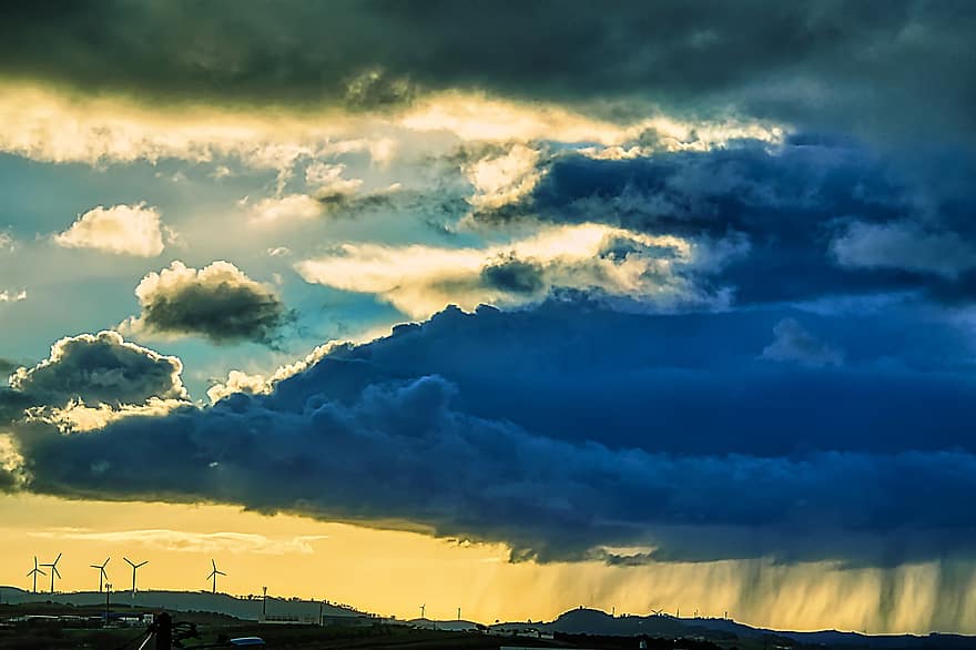 Clouds, Storm, Sky, Rain, Thunderstorm, Weather, Dark Clouds, Cloudy, Town, Mountains, Wind Park