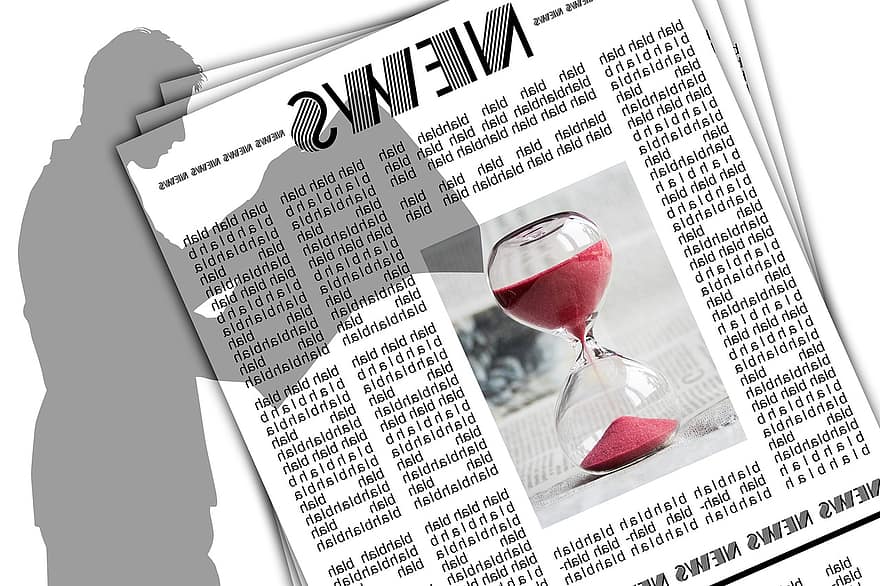News, Newspaper, Hourglass, Time, Transience, Fast Pace, Read, Paper, Inform, Policy, Global