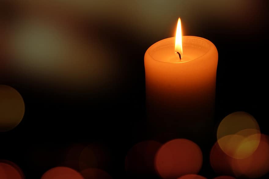 κερί, φως κεριών, φλόγα, φως, κάψιμο κεριού, σκοτάδι, bokeh, Φωτιά, φυσικό φαινόμενο, θρησκεία, καύση
