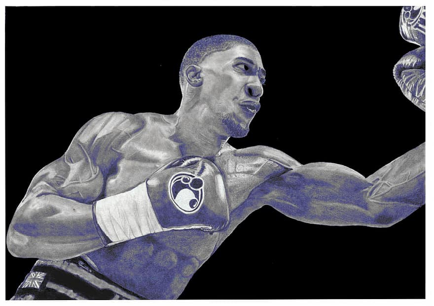 Antoniego Jozuego, bokser, boks, Profesjonalny atleta, mężczyźni, muskularna budowa, sport, ilustracja, ludzki mięsień, sportowiec, siła