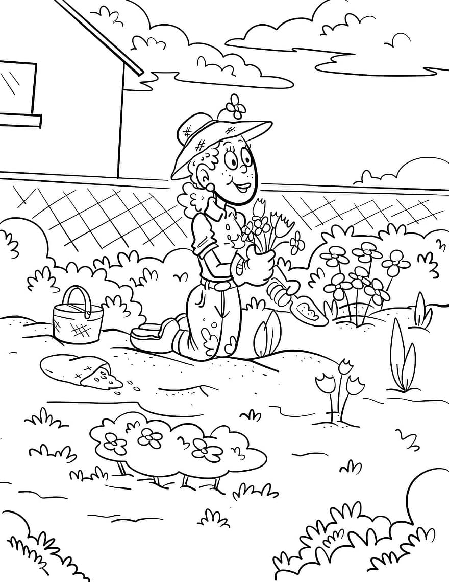 Coloring Pages, Coloring Picture, Gardener, Professions, Imagine, Drawing, Paint, Children, Cartoon, Design, Malbild