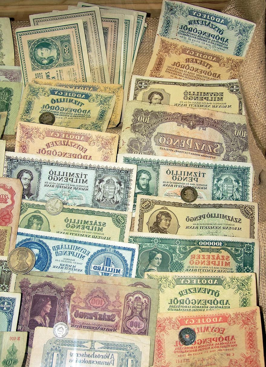 헝가리 돈, 종이, 늙은, 값, 동전, 통화, 계정