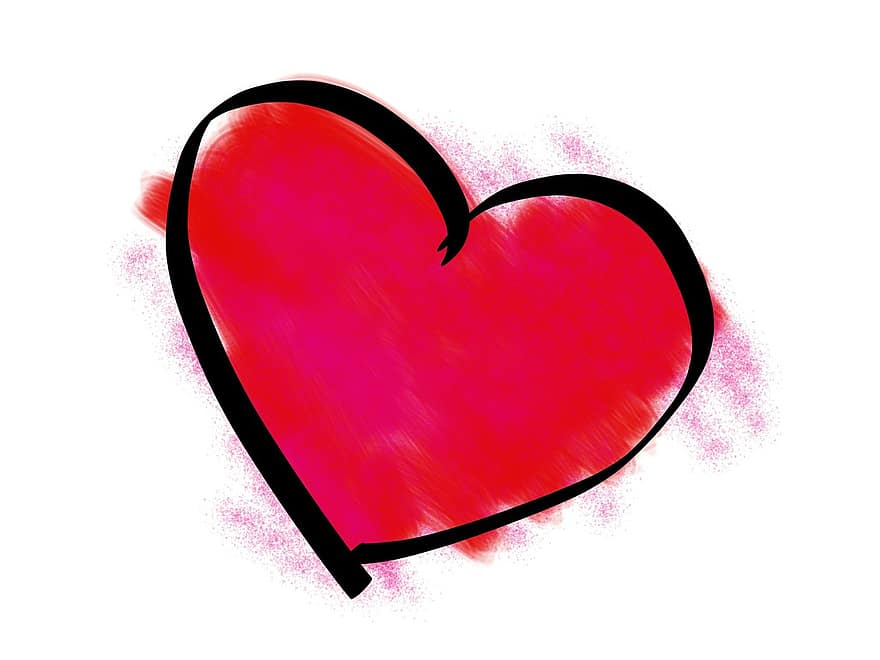 cœur, rouge, amour, Valentin, romance, paire, symbole, dessin animé