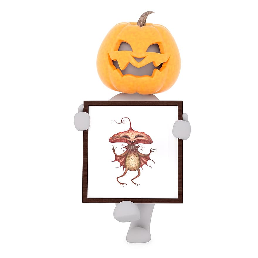 Halloween, zucca, immagine, Uomo 3d, cornice, creatura, mostro, autunno, spaventoso, decorazione, misterioso