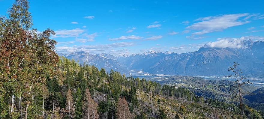 лес, доломиты, Альпы, Невегал, панорама