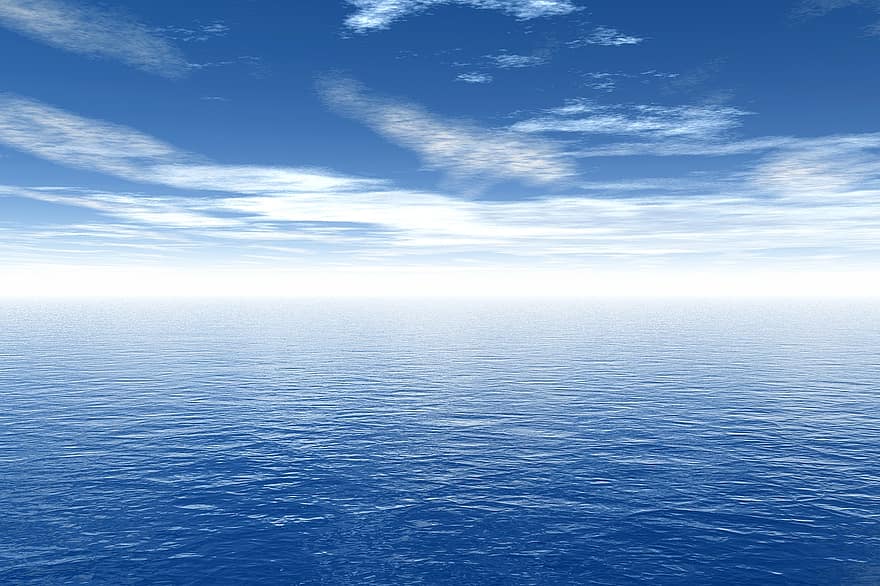 himmel, blå, hav, öppet hav, öppet vatten, blått vatten, blå himmel, marinmålning, horisont
