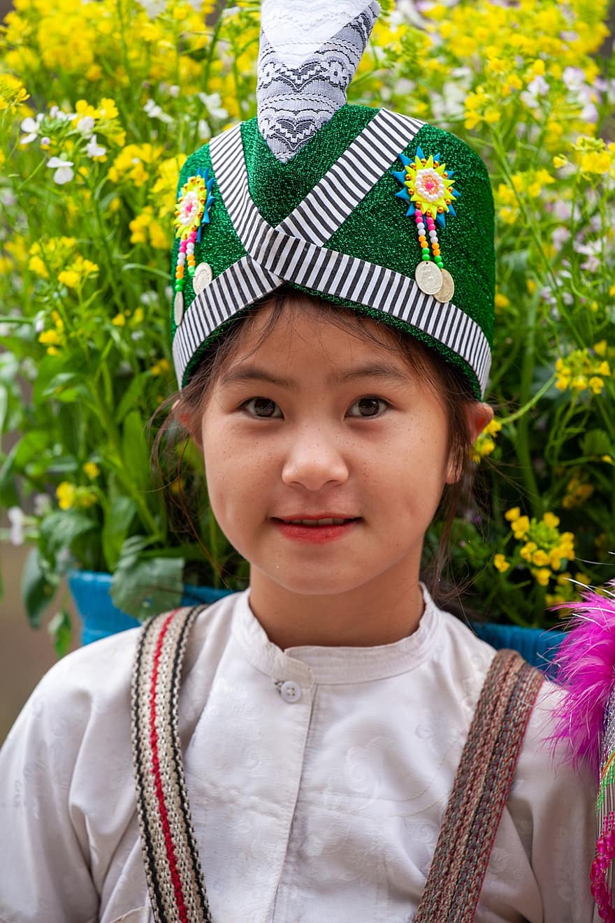 retrato, viagem, Minoria étnica h'mong, ha giang, crianças, Vietnã