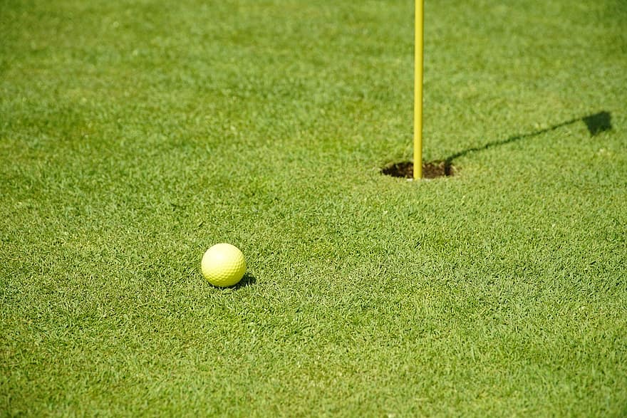 vert, en mettant, le golf, sport, herbe, trou, ballon, terrain de golf, loisirs, balle de golf, activité