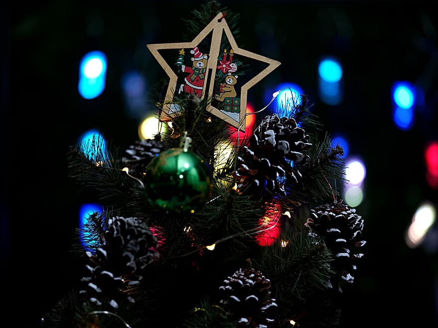 karácsonyfa, Karácsonyi fények, karácsony, karácsonyi kártya