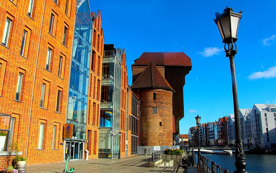 Gdańsk, rantakatu, kaupunki, kaupunki-, rivitaloja, Puola, arkkitehtuuri, kuuluisa paikka, rakennuksen ulkoa, kaupunkikuvan, historia
