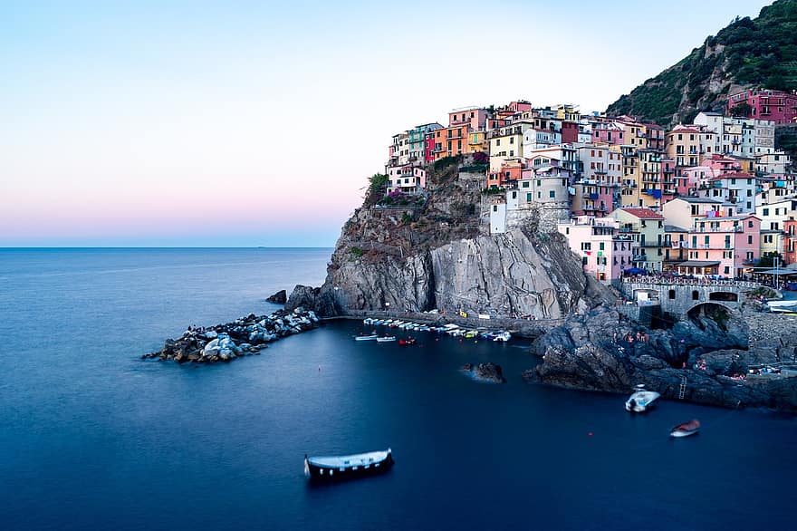 cinque terre, İtalya, manarola, kasaba, köy, yat Limanı, Liman, tekneler, uçurum, seyahat, hedef