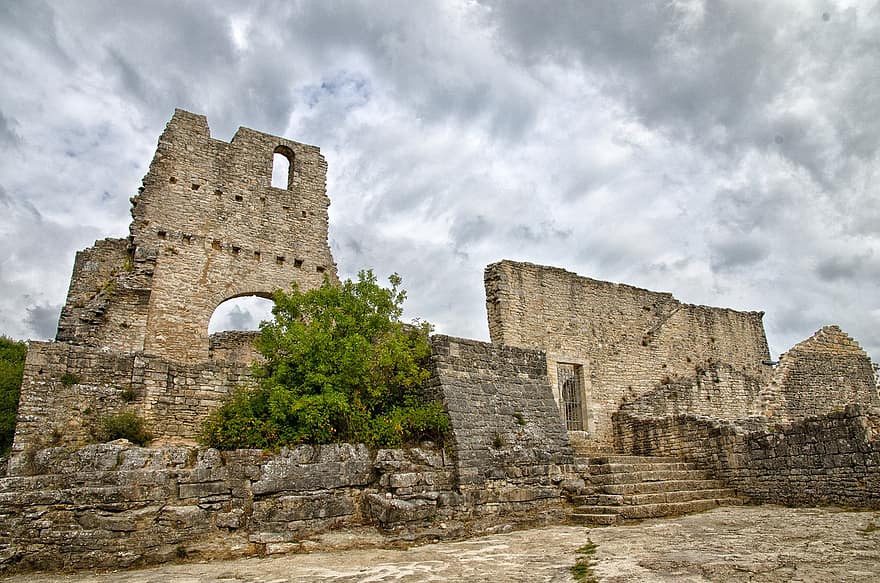 Двиград, замок, Хорватия, Истрие, архитектура, история, старый, известное место, старые руины, древний, средневековый