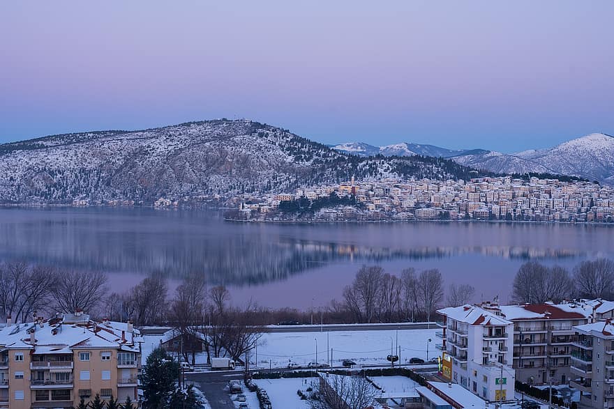 himmel, natur, fantastiske, utrolig, vejr, Kastoria, Grækenland, skyer, sne, bjerg