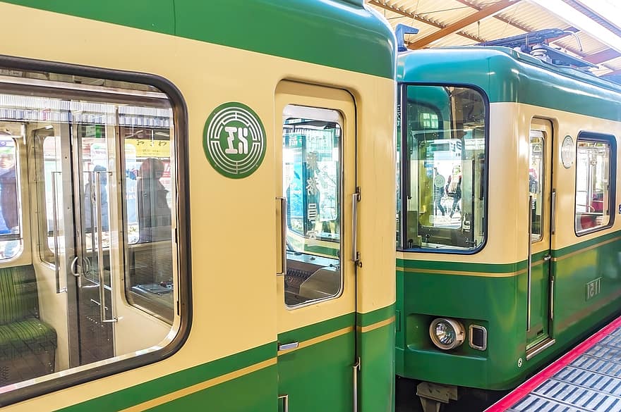 tog, rejse, by-, transportmidler, Enoshima elektriske jernbane, Kamakura, japan, køretøj