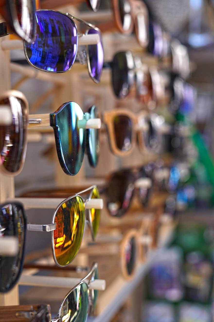 sluneční brýle, nakupování, obchod, móda, brýle, tónovaný, Brýle Rámy, detail, sbírka, sklenka, maloobchodní