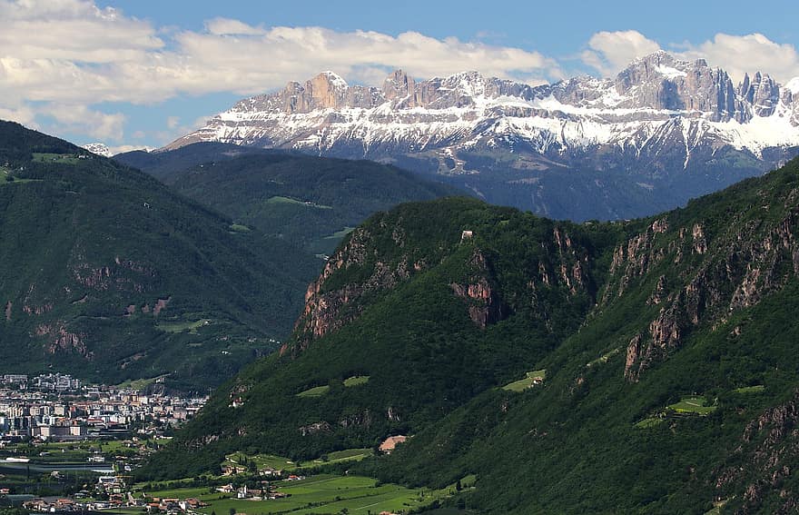 adige dalen, bozen, södra tyrolen, dolomiter, panorama
