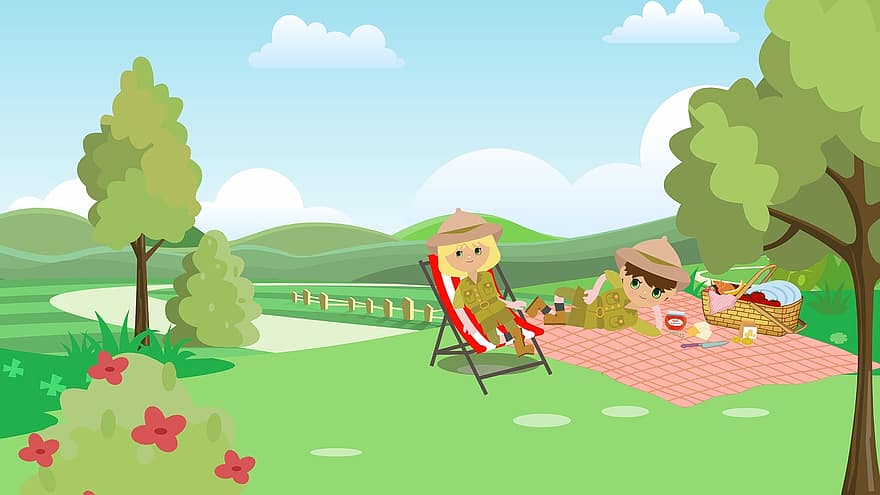 piknik, dinlenme, güzel, ağaç, seyahat, Gıda, izciler