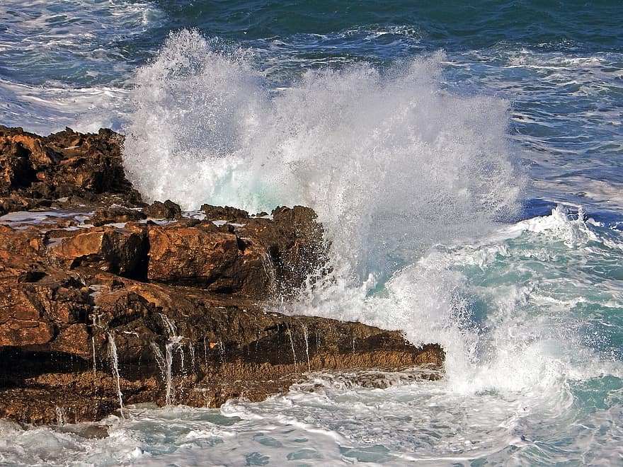 onades, Costa, mar, roques, aigua, oceà, a l'aire lliure, onada, blau, línia de costa, navega