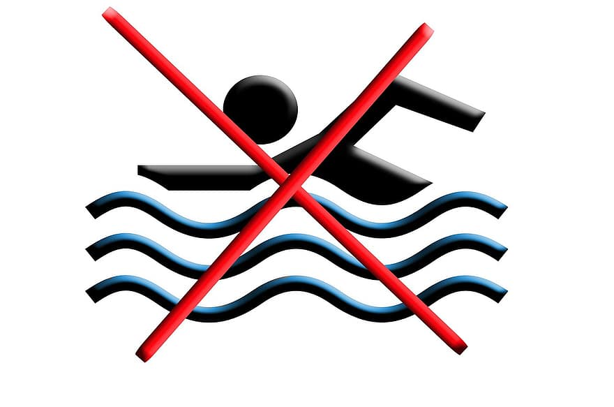 pływanie, basen, staw, jezioro, sport, upoważniony, zakazana, pora roku, pływacy, ludzie, symbol